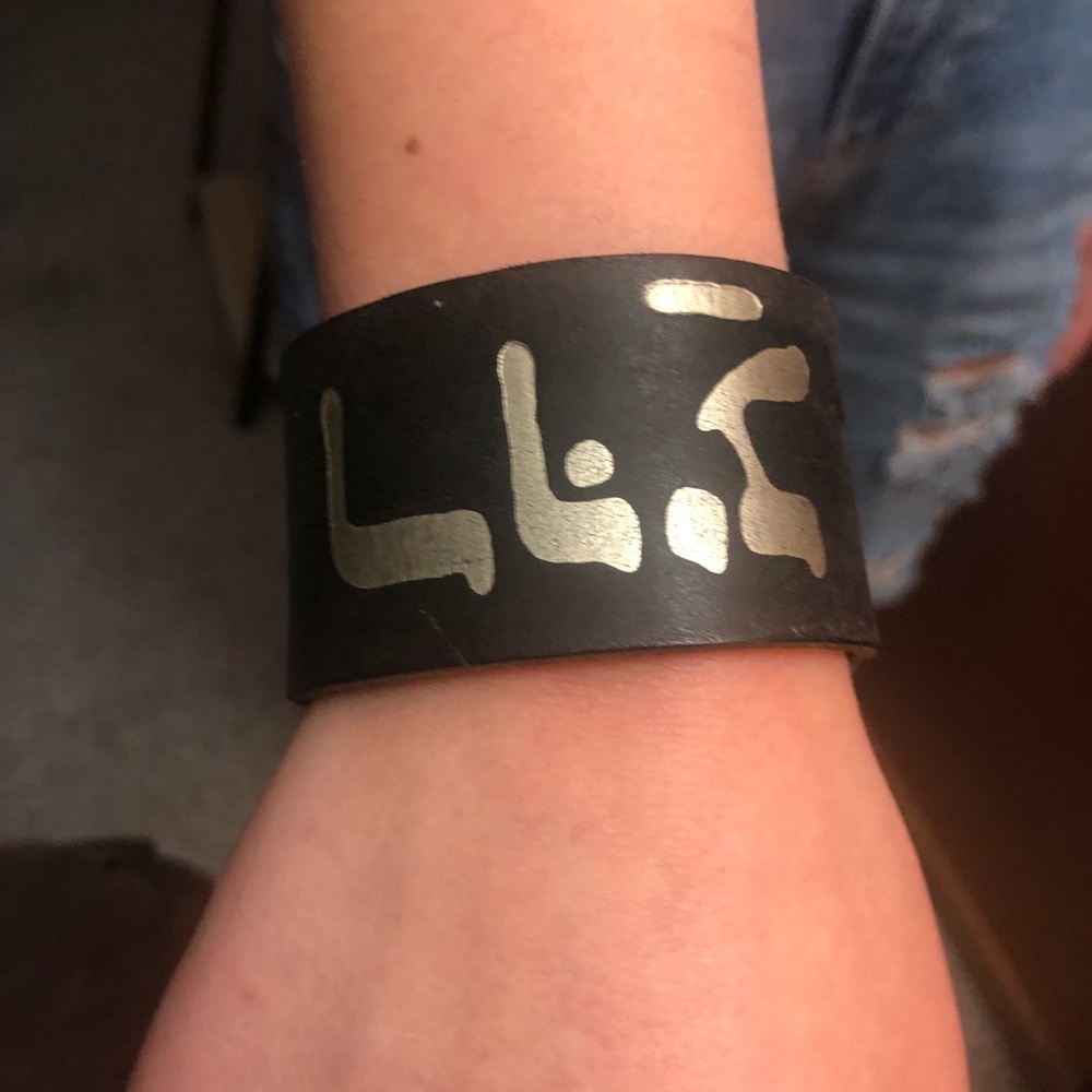 Unique black leather bracelet